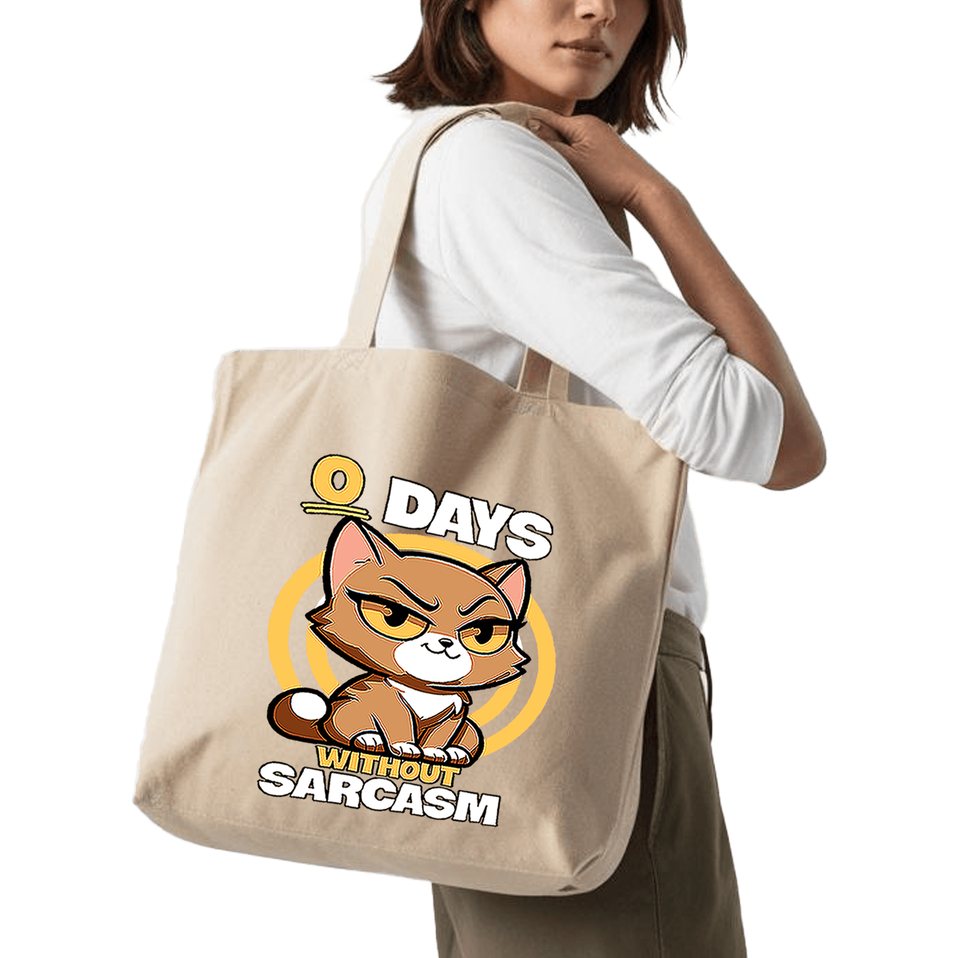 תיק בד TOTE BAG '0 ימים בלי ציניות' - חולצה שובבה וצינית שמתגרה בכל מי שלא 😼😏