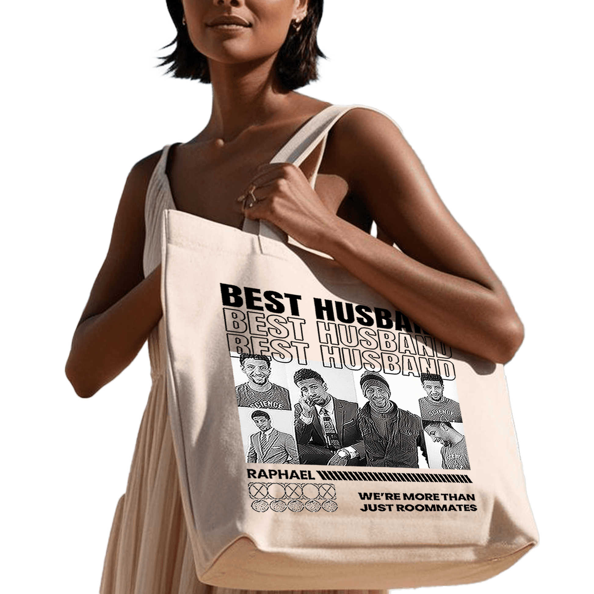 תיק בד TOTE BAG 'Best Husband' - עיצוב 'בלאק אנד ווייט' בהתאמה אישית ⚫⚪