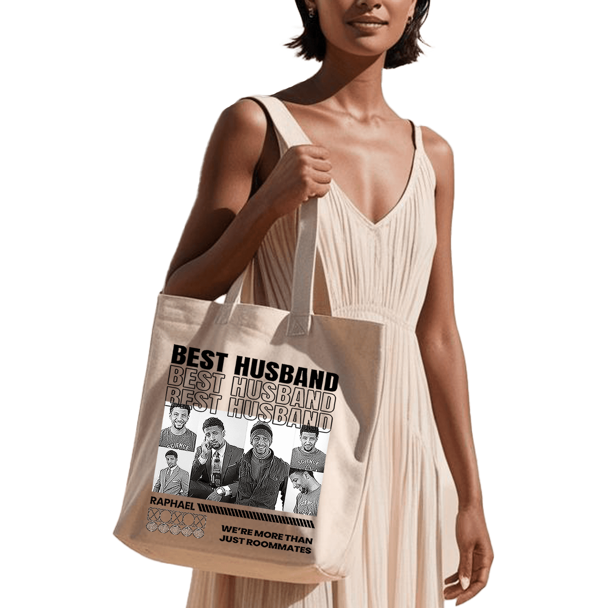 תיק בד TOTE BAG 'Best Husband' - עיצוב 'בלאק אנד ווייט' בהתאמה אישית ⚫⚪