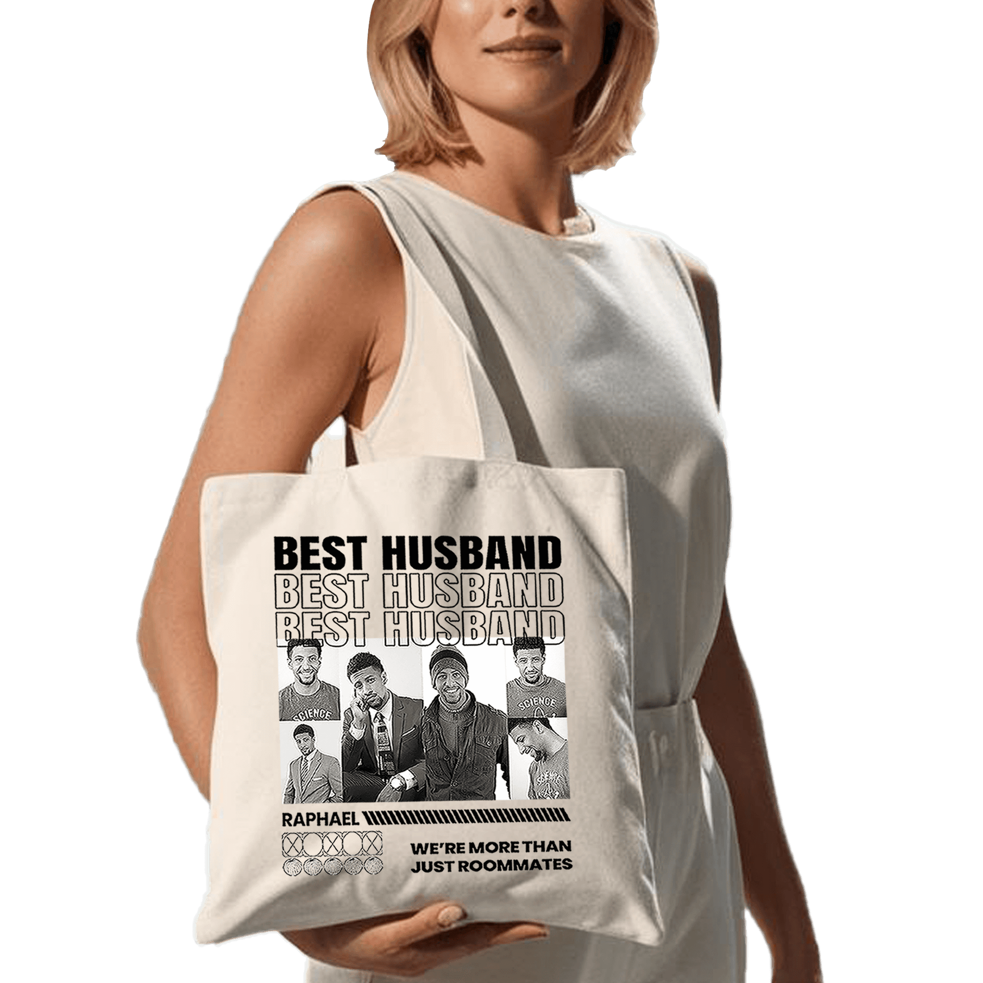 תיק בד TOTE BAG 'Best Husband' - עיצוב 'בלאק אנד ווייט' בהתאמה אישית ⚫⚪