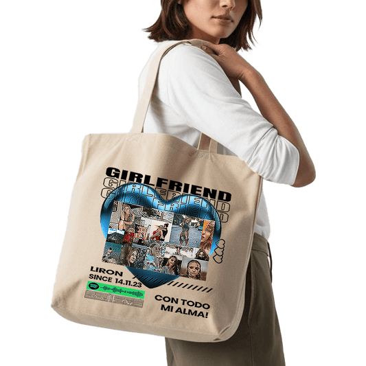 תיק בד TOTE BAG אישי מהלב עם תמונות, פסקול ואהבה 💙🎶
