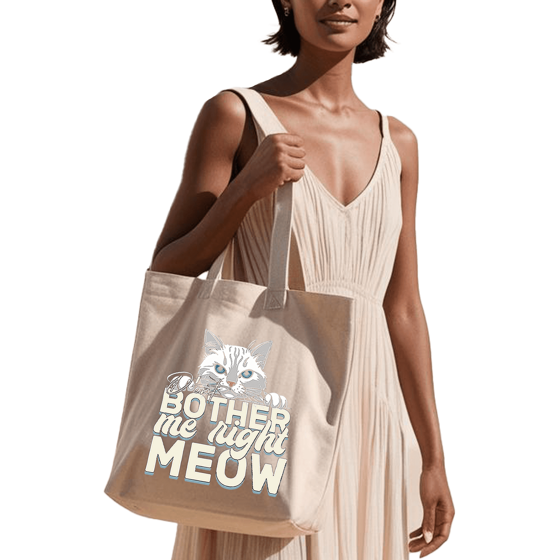 תיק בד TOTE BAG 'Don't Bother Me Right MEOW' - לאוהבי חתולים שרוצים קצת שקט 😾