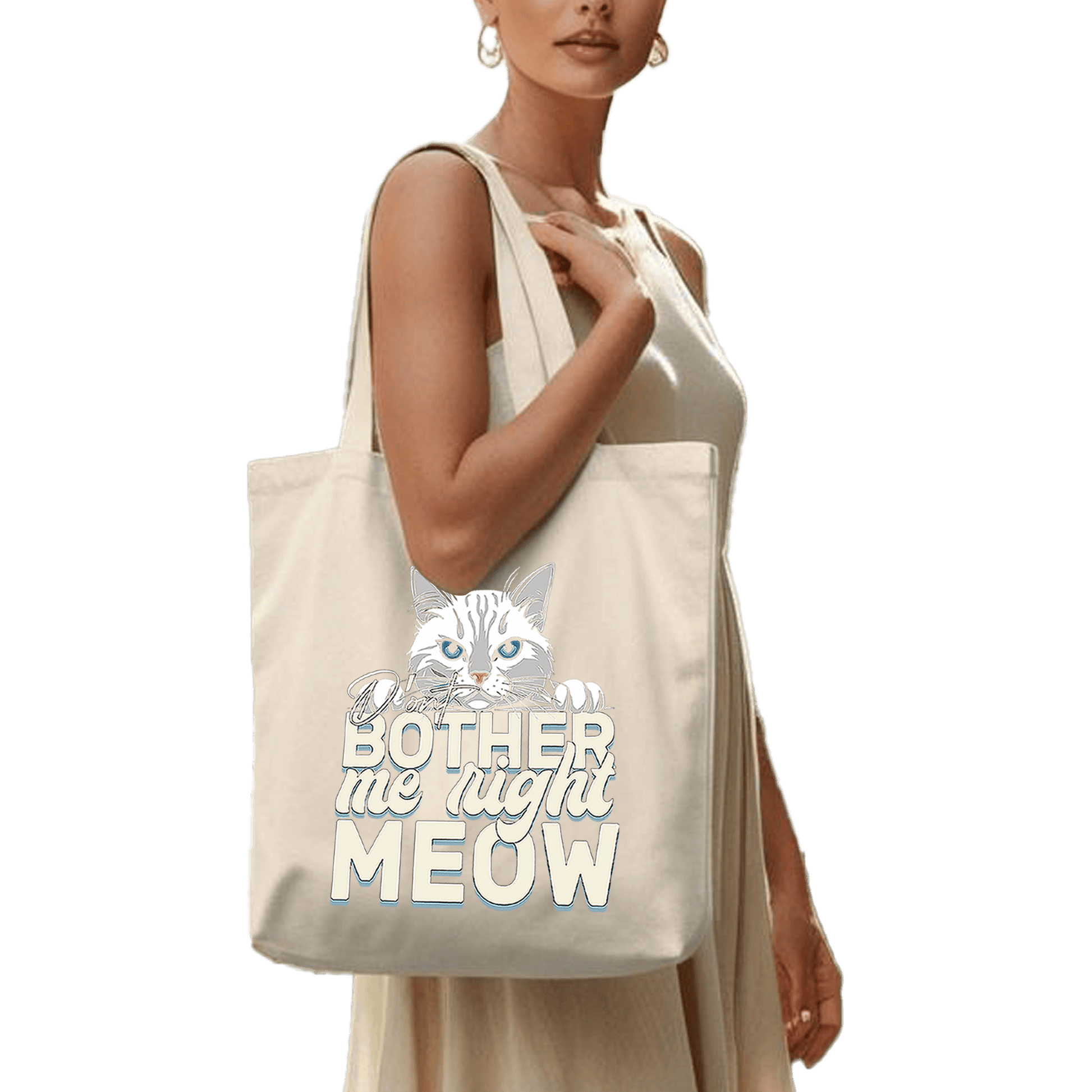 תיק בד TOTE BAG 'Don't Bother Me Right MEOW' - לאוהבי חתולים שרוצים קצת שקט 😾