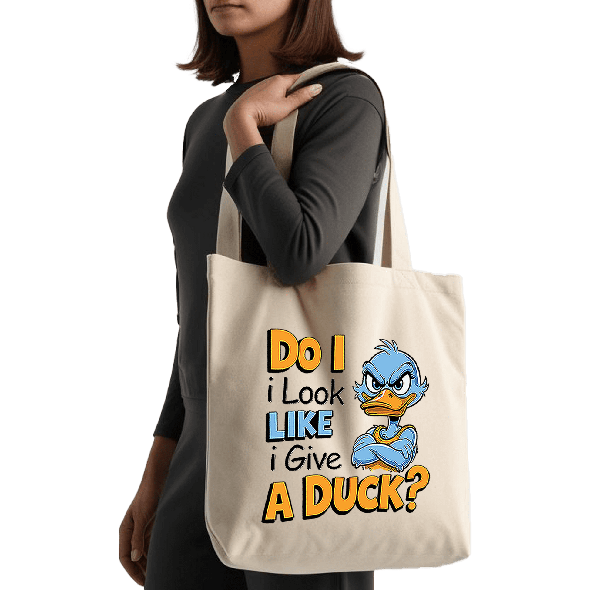 תיק בד TOTE BAG 'Give A Duck' - לאנשים שפשוט לא מתרגשים מכלום 🦆😎