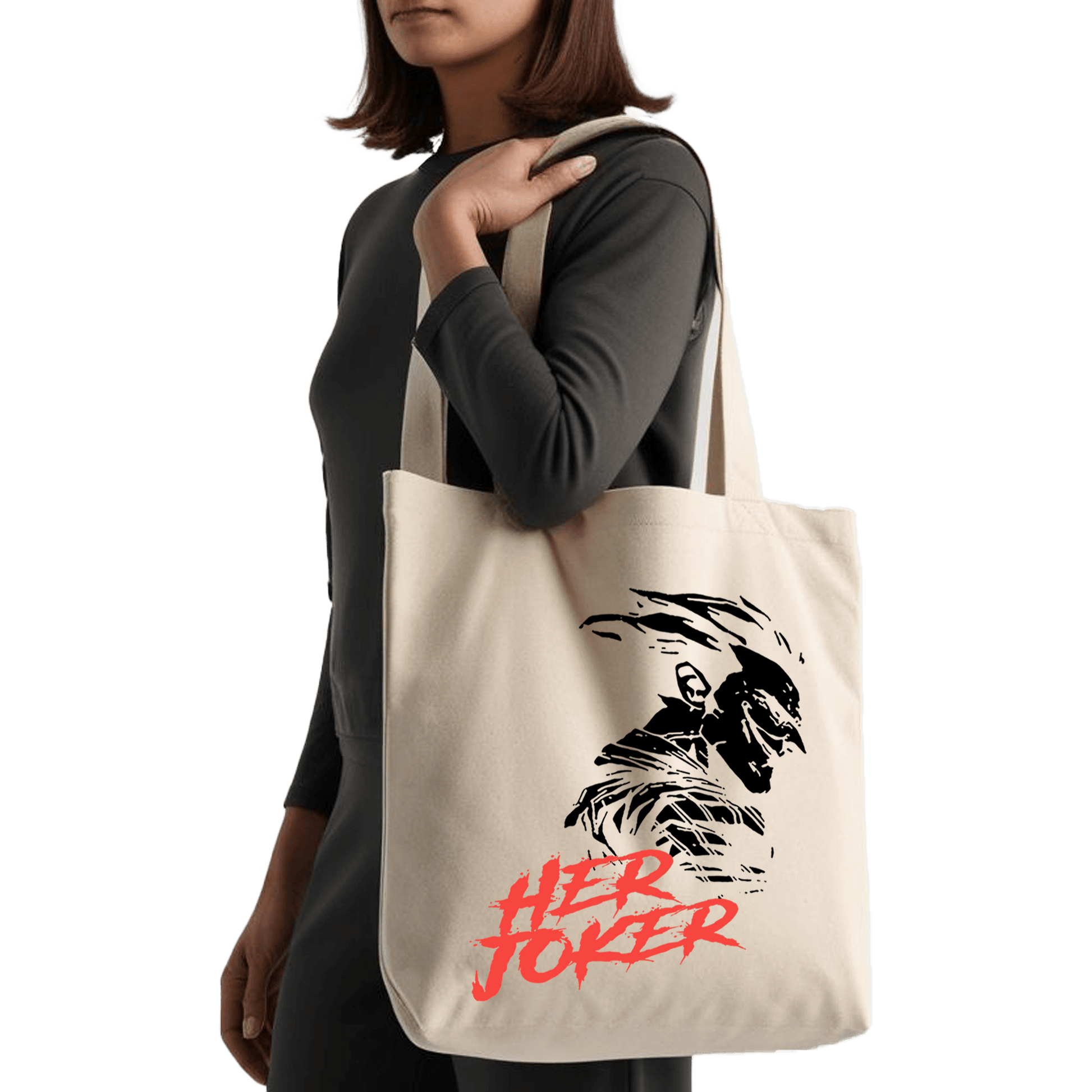 תיק בד TOTE BAG 'הג'וקר שלה' - עיצוב מדויק לבן הזוג הכי פרוע, חזק ומגניב 🎭🔥