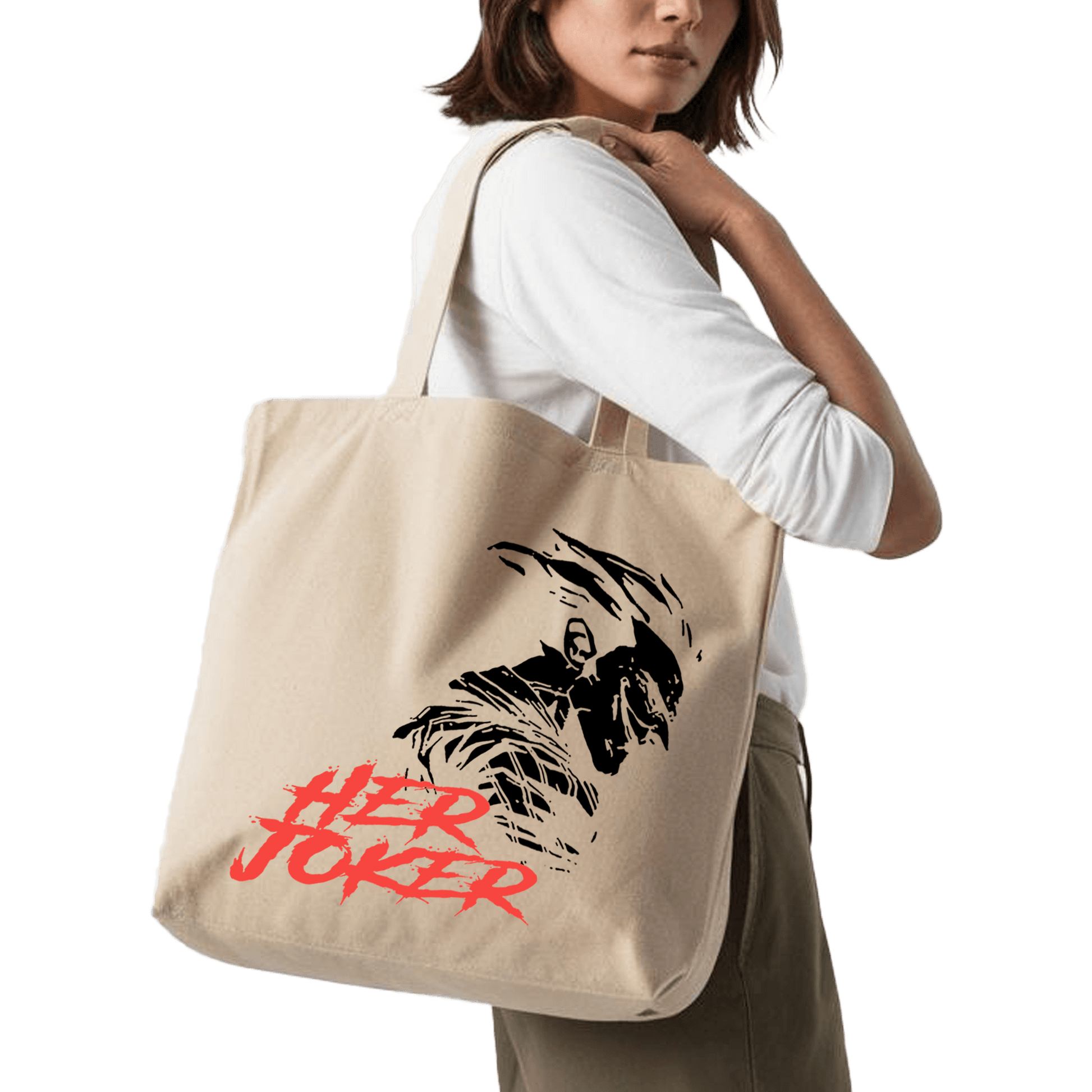 תיק בד TOTE BAG 'הג'וקר שלה' - עיצוב מדויק לבן הזוג הכי פרוע, חזק ומגניב 🎭🔥