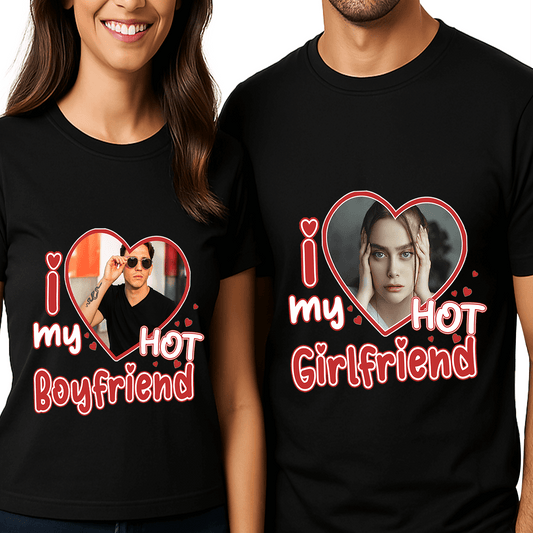 חולצות זוגיות בהתאמה אישית 'I LOVE MY HOT'  | לזוגות הלוהטים שבינינו 💘