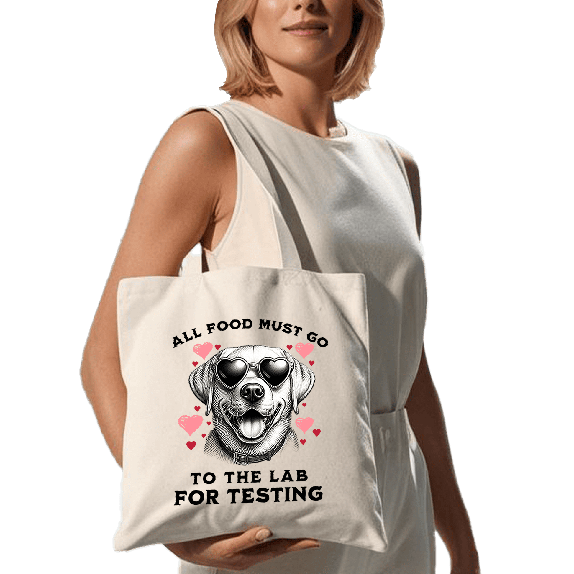 תיק בד TOTE BAG 'Lab Testing' - מושלמת לחובבי כלבים ולאוהבי אוכל אמיתיים 🐶