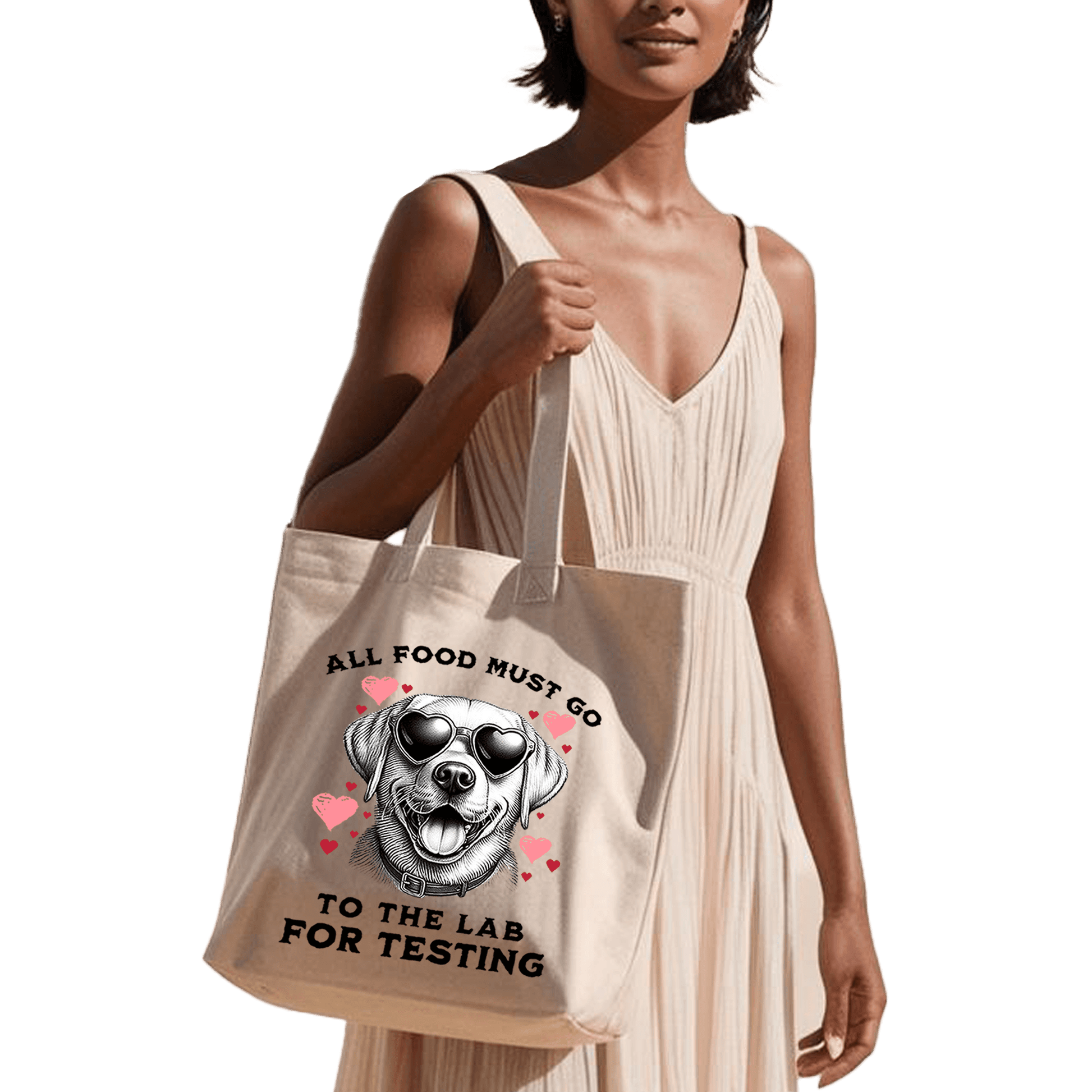 תיק בד TOTE BAG 'Lab Testing' - מושלמת לחובבי כלבים ולאוהבי אוכל אמיתיים 🐶