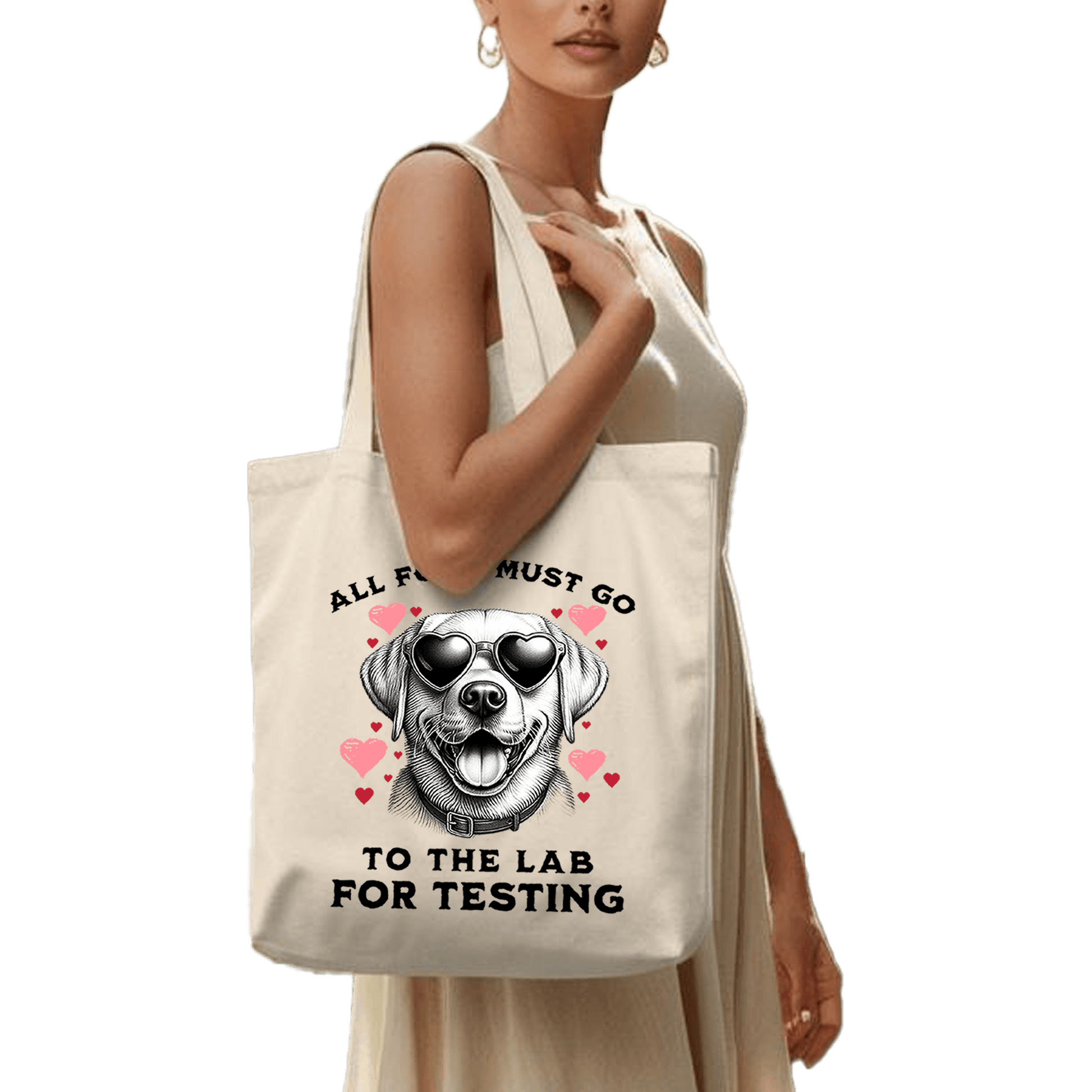 תיק בד TOTE BAG 'Lab Testing' - מושלמת לחובבי כלבים ולאוהבי אוכל אמיתיים 🐶