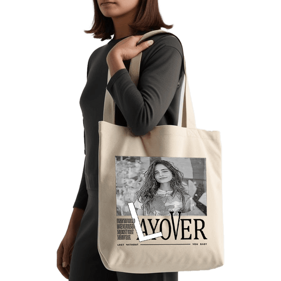 תיק בד TOTE BAG 'לייאובר' - המקום הבטוח שלי | עיצוב 'בלאק אנד ווייט' בהתאמה אישית 🖼️ ⚫⚪