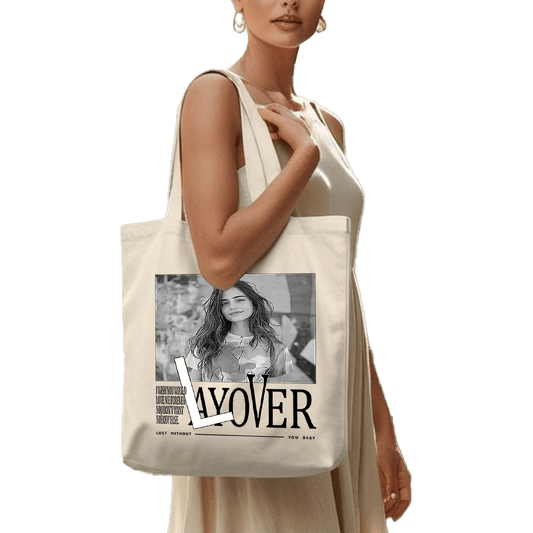 תיק בד TOTE BAG 'לייאובר' - המקום הבטוח שלי | עיצוב 'בלאק אנד ווייט' בהתאמה אישית 🖼️ ⚫⚪