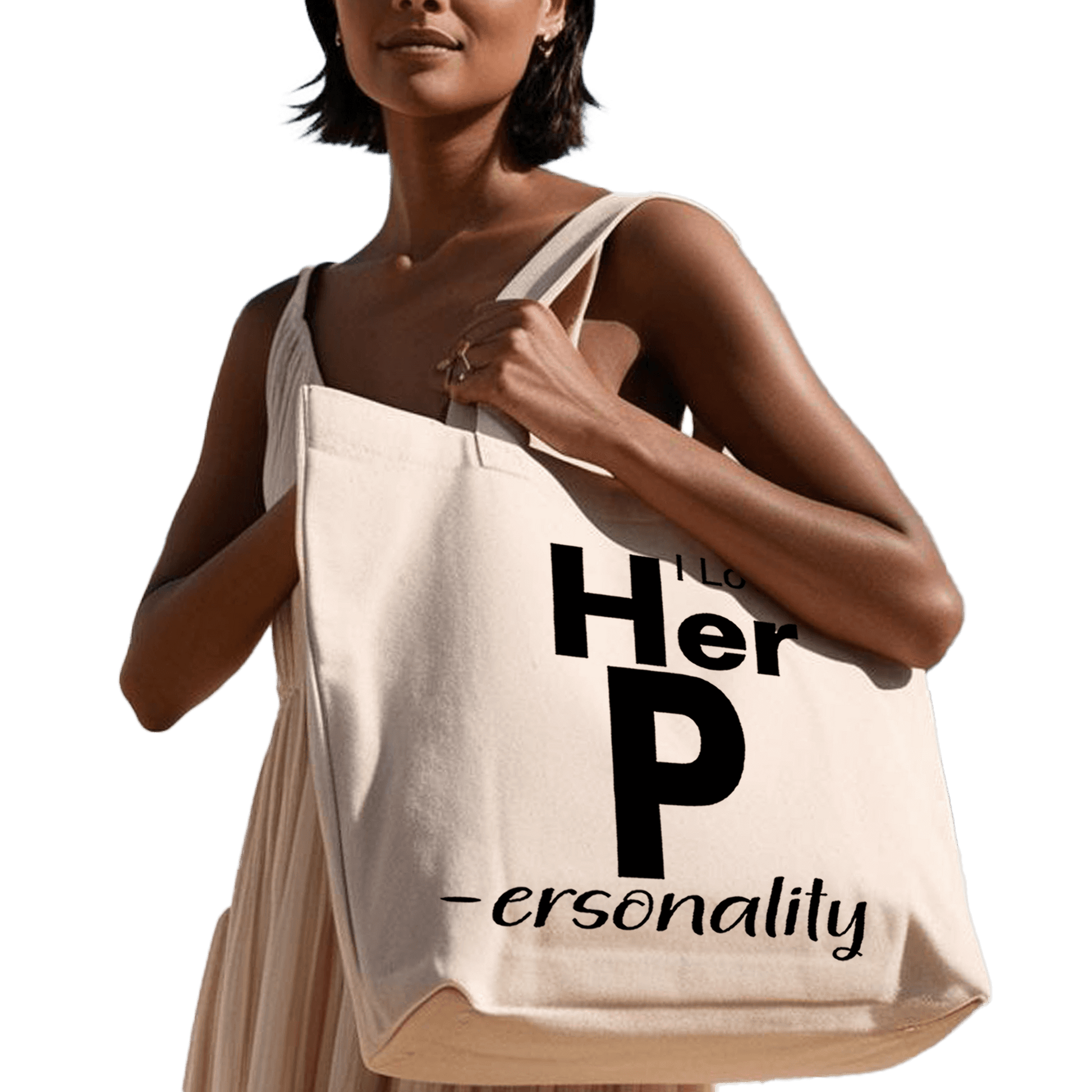 תיק בד TOTE BAG 'I Love Her P' - עיצוב שובב עם טוויסט מעניין😉