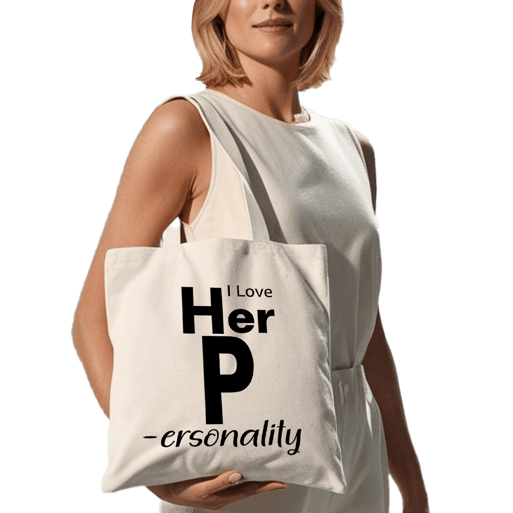 תיק בד TOTE BAG 'I Love Her P' - עיצוב שובב עם טוויסט מעניין😉
