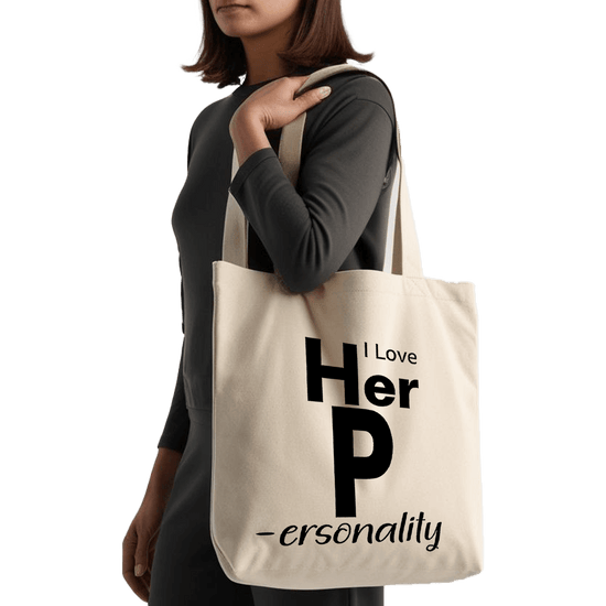 תיק בד TOTE BAG 'I Love Her P' - עיצוב שובב עם טוויסט מעניין😉