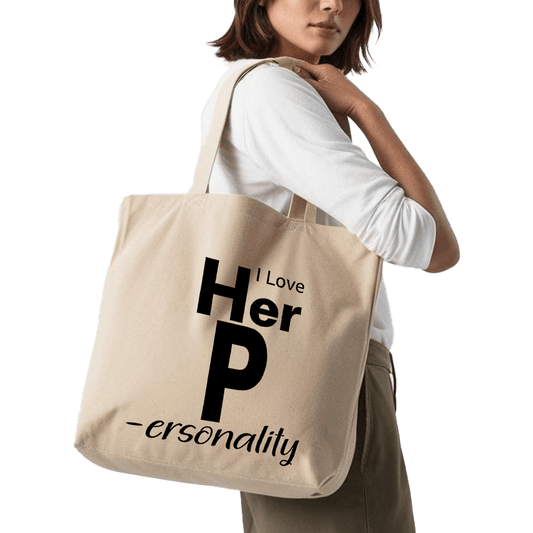 תיק בד TOTE BAG 'I Love Her P' - עיצוב שובב עם טוויסט מעניין😉