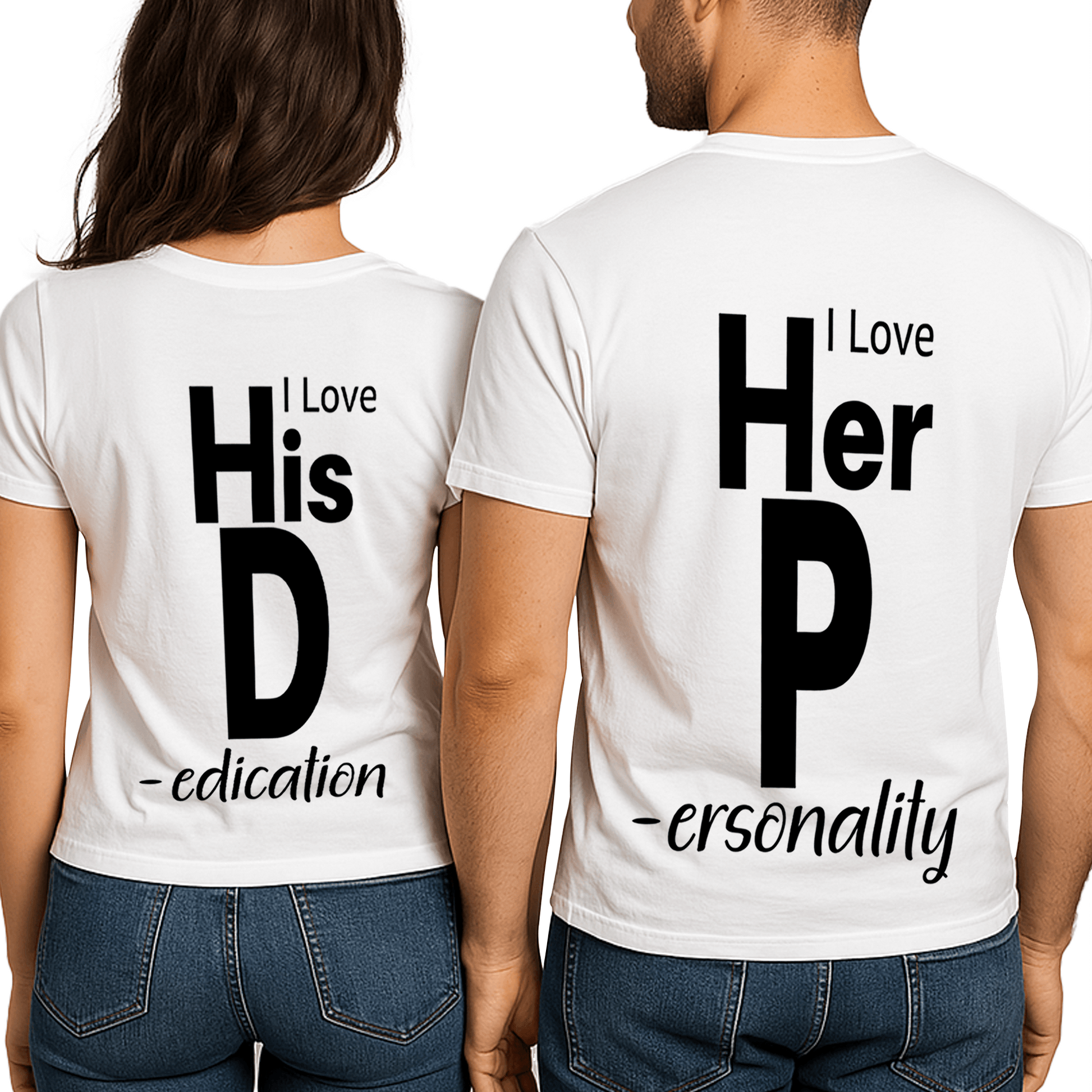 זוג חולצות לזוגות 'I Love His D / I Love Her P' 😍 סט זוגי שובב ומיוחד שכולו הומור ואהבה!