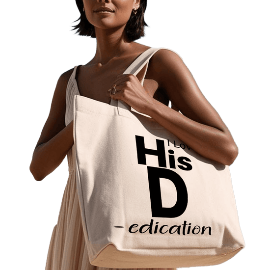 תיק בד TOTE BAG 'I Love His D' - עיצוב שובב עם טוויסט מעניין😉