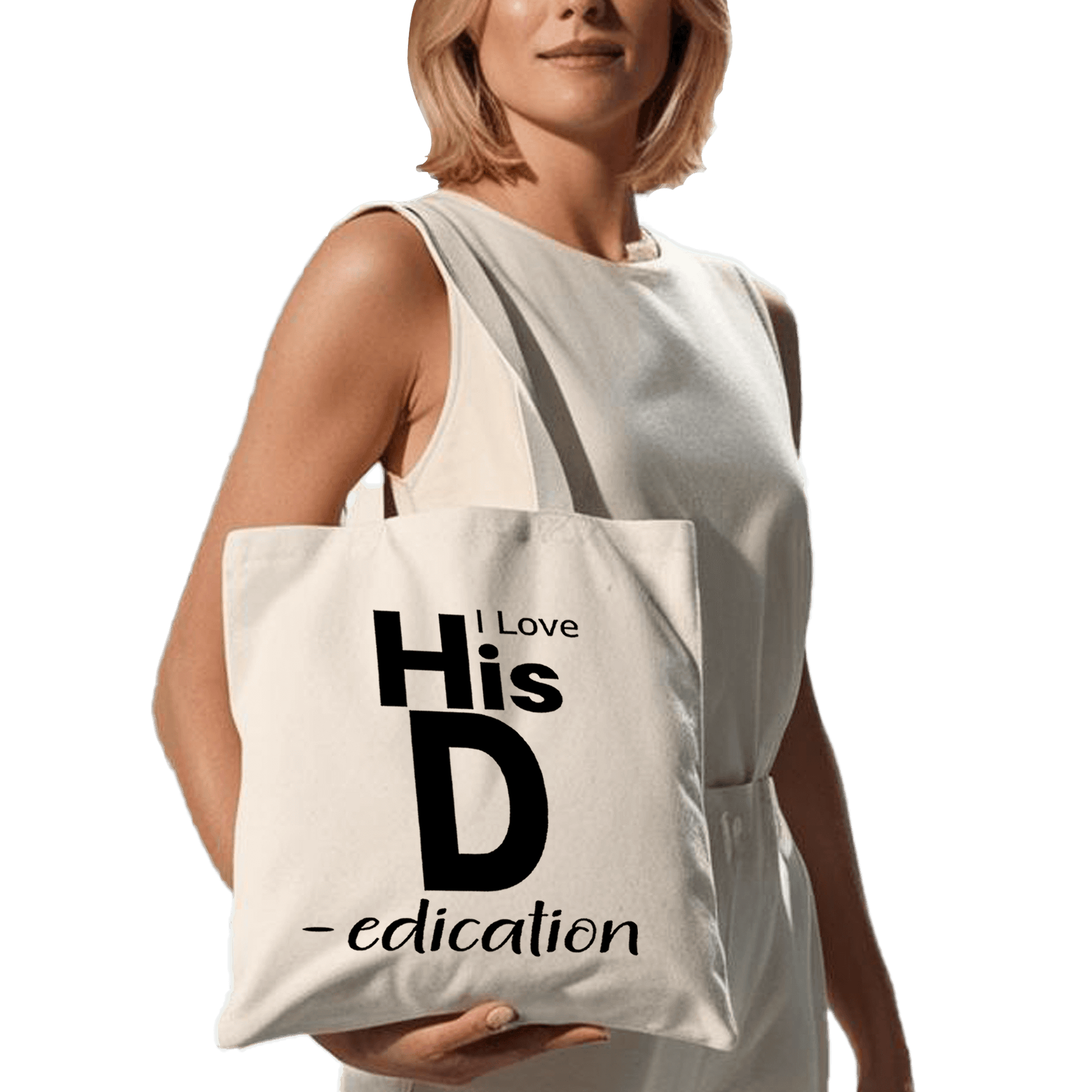 תיק בד TOTE BAG 'I Love His D' - עיצוב שובב עם טוויסט מעניין😉