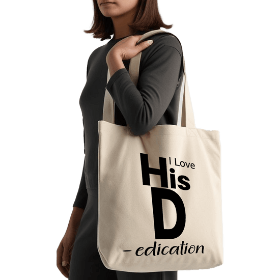 תיק בד TOTE BAG 'I Love His D' - עיצוב שובב עם טוויסט מעניין😉