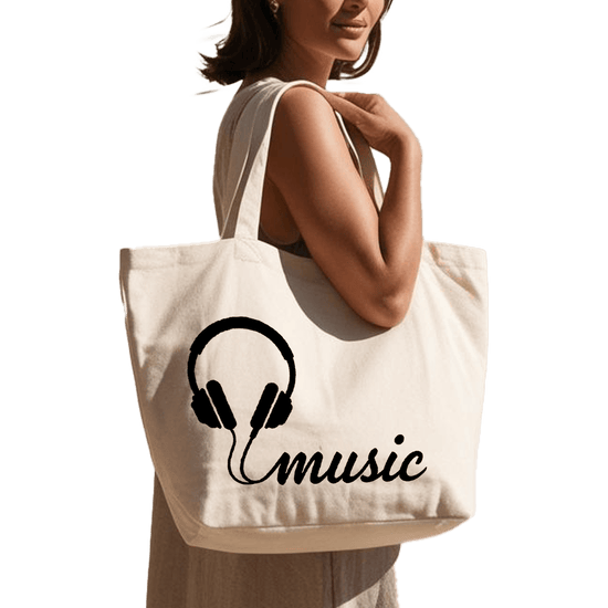 תיק בד TOTE BAG 'מיוזיק' - לאנשים שלא יכולים בלי מוזיקה 🎧🎶