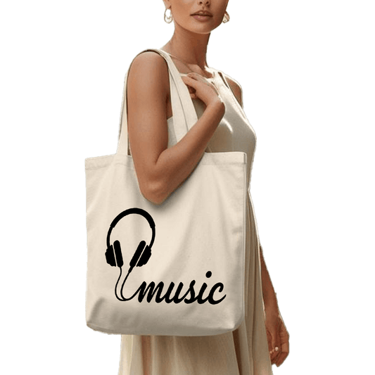 תיק בד TOTE BAG 'מיוזיק' - לאנשים שלא יכולים בלי מוזיקה 🎧🎶