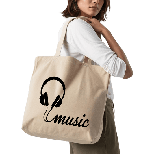 תיק בד TOTE BAG 'מיוזיק' - לאנשים שלא יכולים בלי מוזיקה 🎧🎶