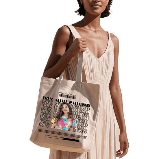 תיק בד TOTE BAG 'מיי גירלפרנד' -  עיצוב צבעוני ואישי מלא באהבה 📸❤️