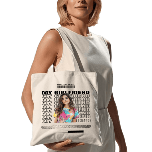 תיק בד TOTE BAG 'מיי גירלפרנד' -  עיצוב צבעוני ואישי מלא באהבה 📸❤️