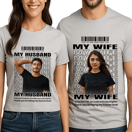 חולצות זוגיות 'My Husband & My Wife' | בהתאמה אישית ומלאת רגש! 💑