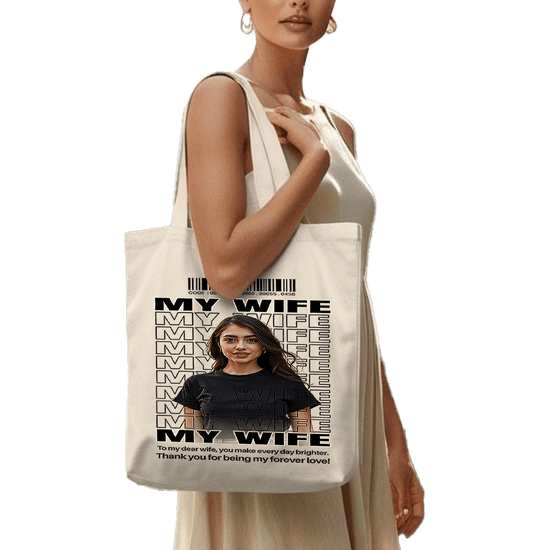 תיק בד 'TOTE BAG 'My Wife - עיצוב צבעוני בהתאמה אישית לאישה של חייך 👰🏻‍♀️❤️
