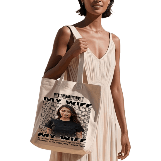 תיק בד 'TOTE BAG 'My Wife - עיצוב צבעוני בהתאמה אישית לאישה של חייך 👰🏻‍♀️❤️