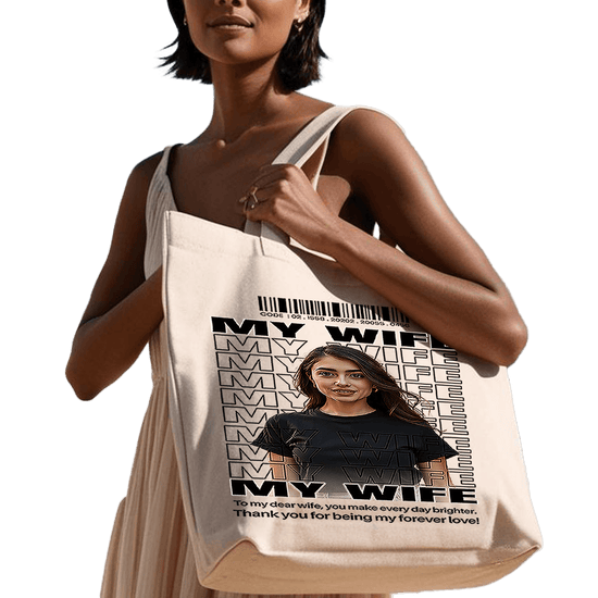 תיק בד 'TOTE BAG 'My Wife - עיצוב צבעוני בהתאמה אישית לאישה של חייך 👰🏻‍♀️❤️