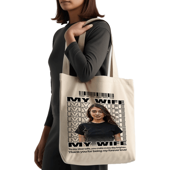 תיק בד 'TOTE BAG 'My Wife - עיצוב צבעוני בהתאמה אישית לאישה של חייך 👰🏻‍♀️❤️