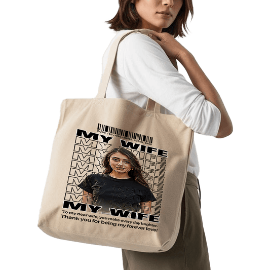 תיק בד 'TOTE BAG 'My Wife - עיצוב צבעוני בהתאמה אישית לאישה של חייך 👰🏻‍♀️❤️