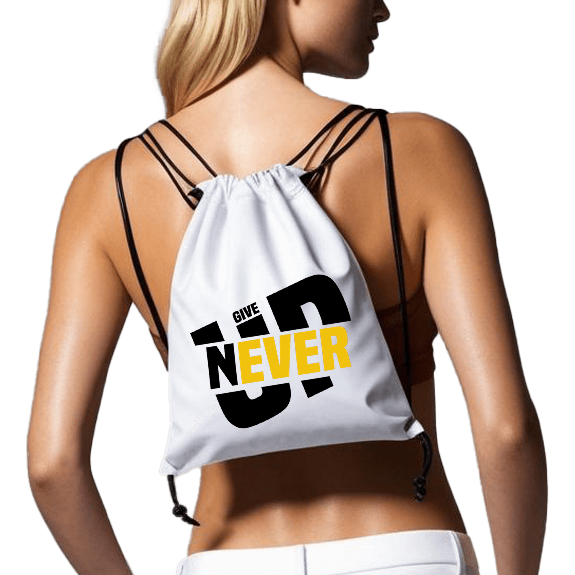 תיק שרוכים 'Never Give Up' -  משפט פשוט. מסר עוצמתי. תיק שעושה הבדל ✨