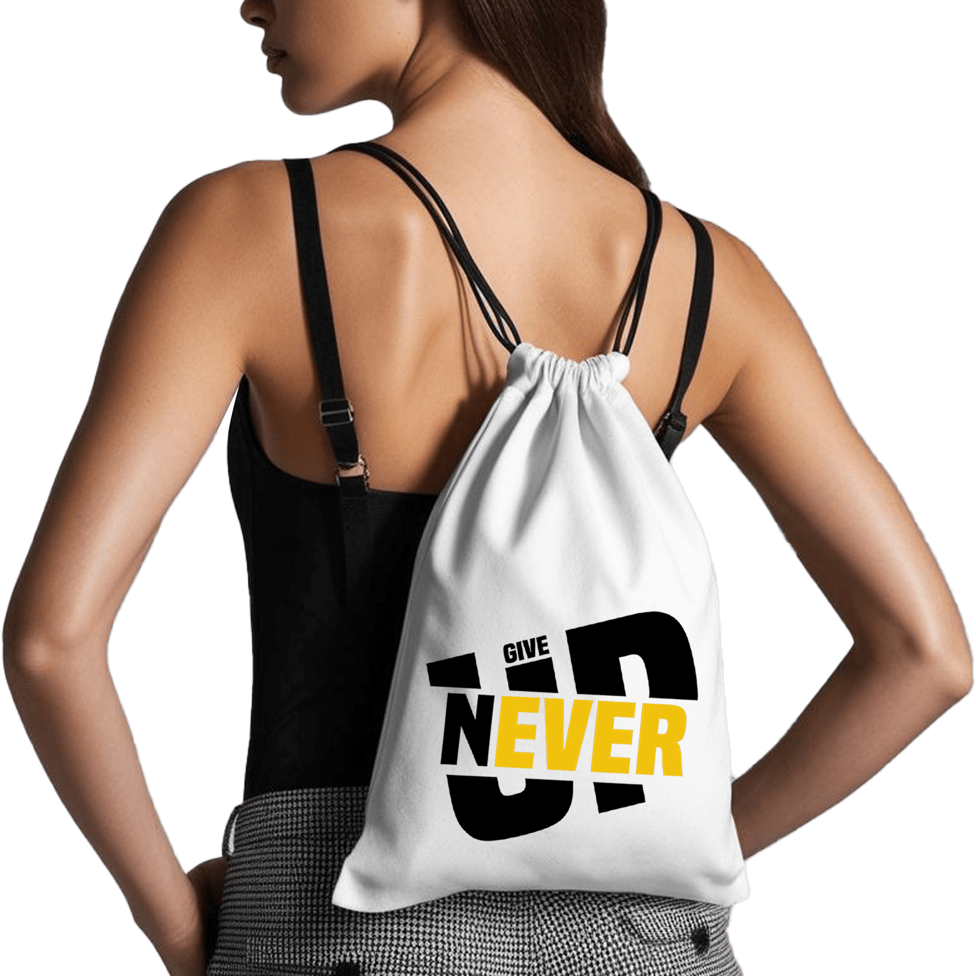 תיק שרוכים 'Never Give Up' -  משפט פשוט. מסר עוצמתי. תיק שעושה הבדל ✨