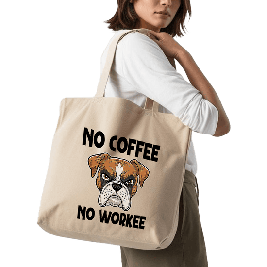 תיק בד TOTE BAG 'No Coffee - No Workee' - לאוהבי קפה אמיתיים שלא מתחילים את היום שלהם בלי אחד ☕