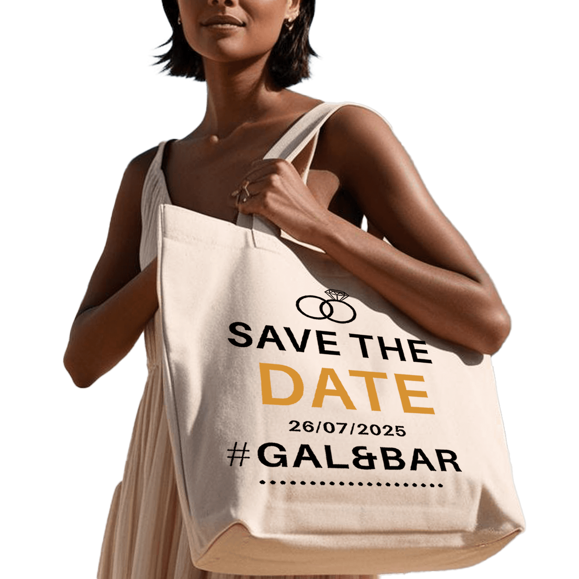 תיק בד TOTE BAG 'Save The Date' - מתנה מושלמת לזוגות מאורסים | שם ותאריך בהתאמה אישית 💍✨