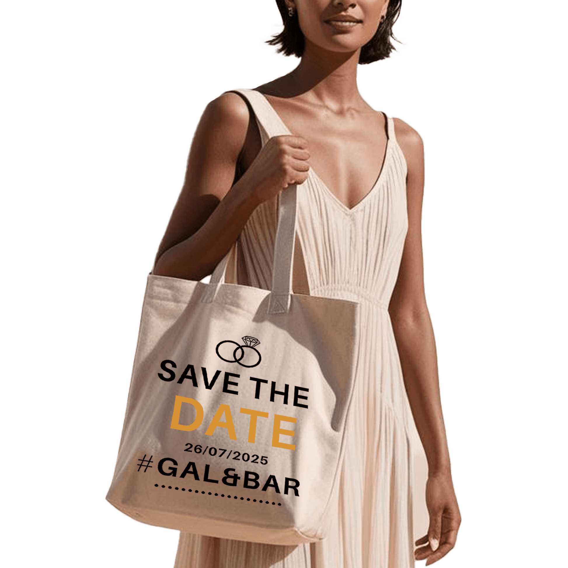תיק בד TOTE BAG 'Save The Date' - מתנה מושלמת לזוגות מאורסים | שם ותאריך בהתאמה אישית 💍✨