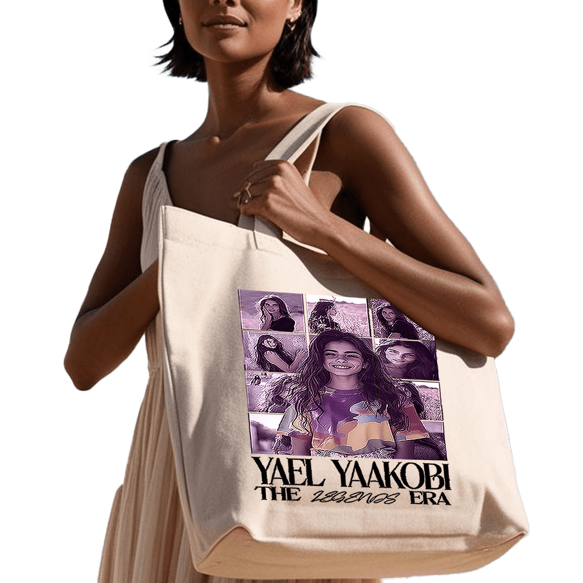 תיק בד TOTE BAG 'האגדה הפרטית שלכם' - קולז' תמונות + שם בהתאמה אישית לאהבה הכי גדולה שלכם ❤️📸