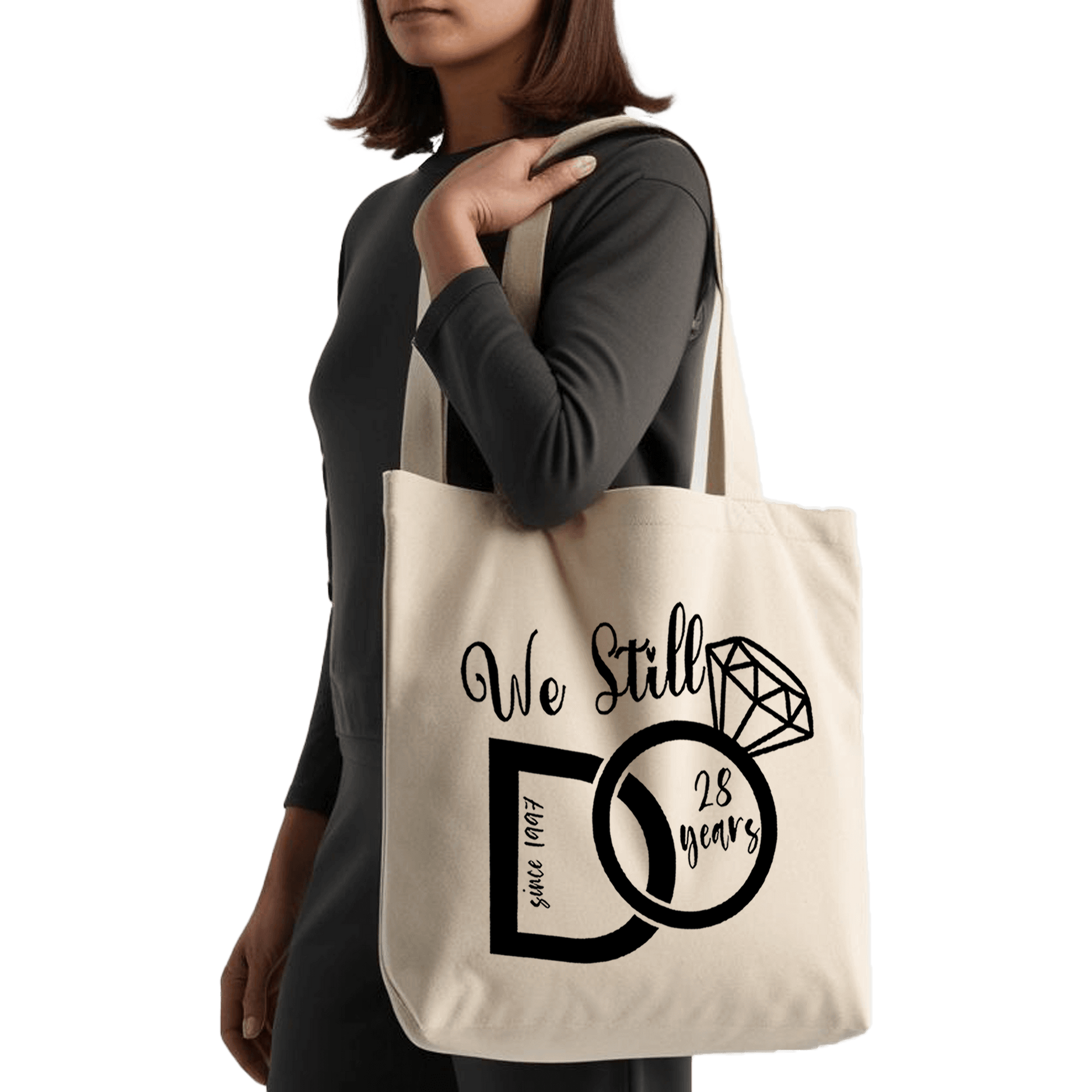תיק בד TOTE BAG 'ווי סטיל דו!' - שמות + תאריך | בהתאמה אישית 💍