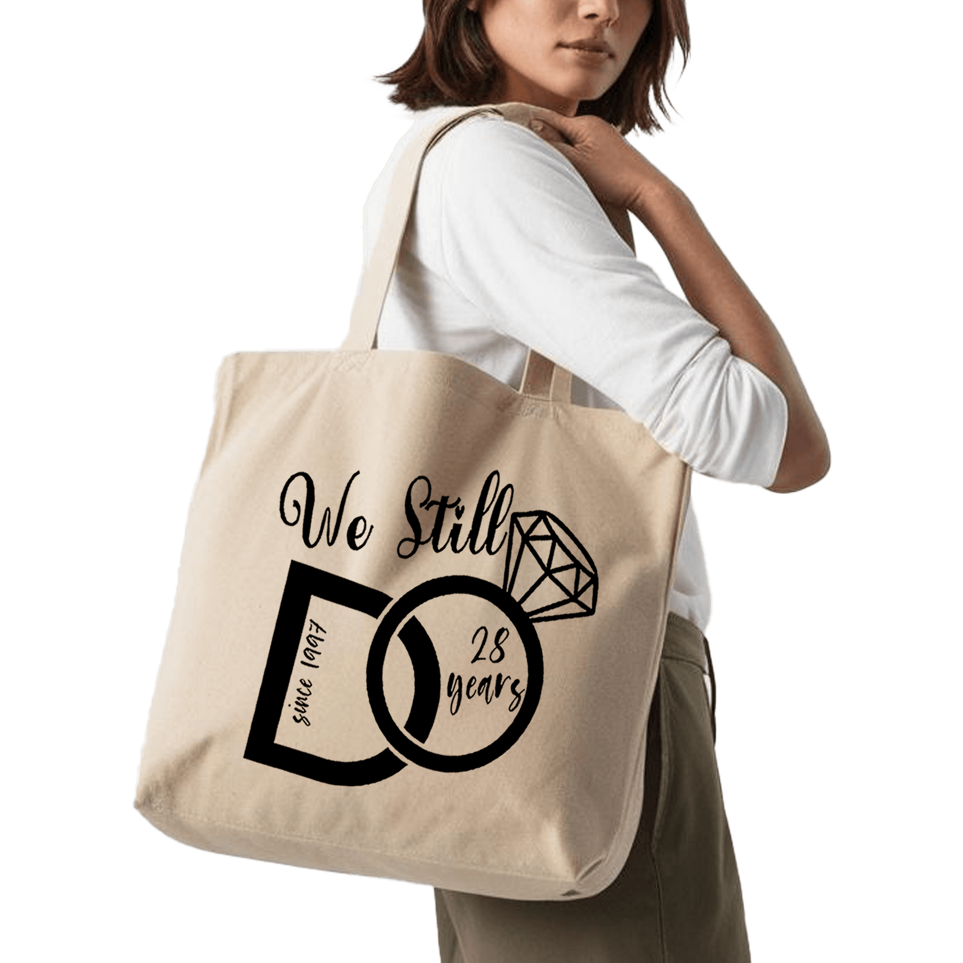 תיק בד TOTE BAG 'ווי סטיל דו!' - שמות + תאריך | בהתאמה אישית 💍