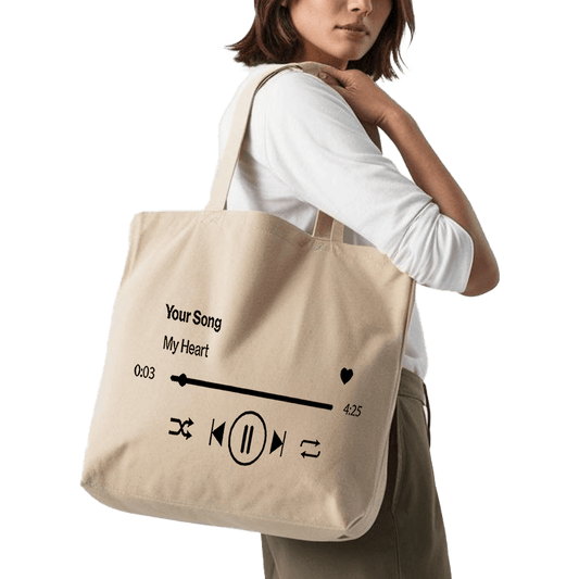 תיק בד TOTE BAG 'השיר שלך, מהלב שלי' | מתנה מושלמת ונוגעת במיוחד לאוהבי המוזיקה שלכם 🎶❤️